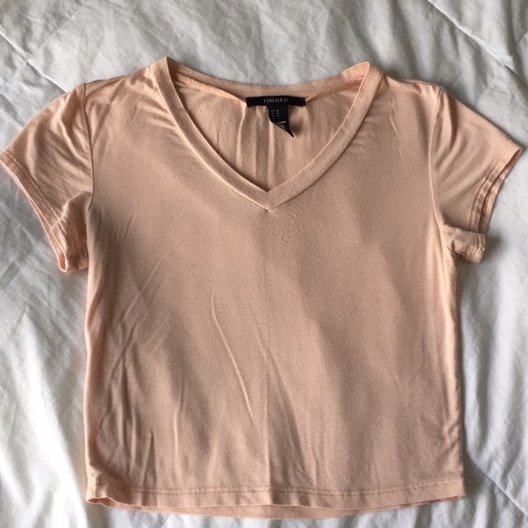 Forever 21 Tops - Forever 21 Pastel Pink SUPER SOFT Cropped V-Neck